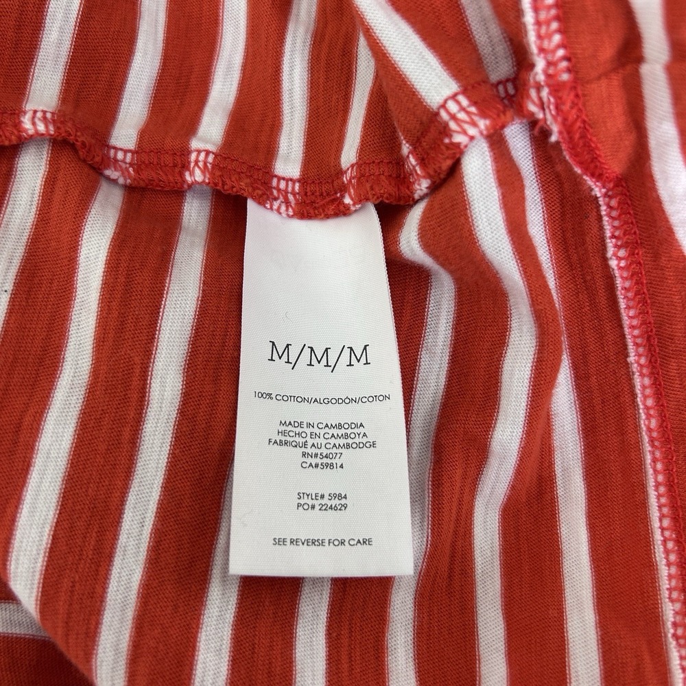 CABI Size Medium Poolside‎ Puff Sleeve Top Orange White Stripe #5984 Blouse - Picture 13 of 13